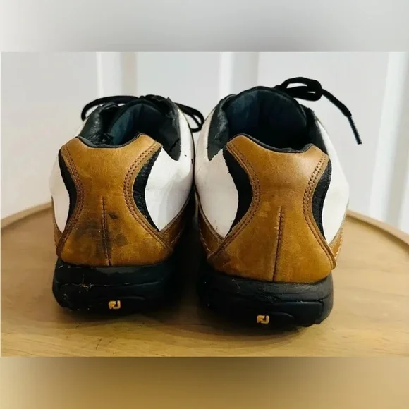 FOOTJOY ~ Contour Series men’s white and tan leather golf shoes size 10.5 - Picture 6 of 7